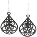 Silvertone Teardrop Tribal Earrings