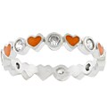 Silvertone Eternity Orange Enamel Stackable CZ Ring