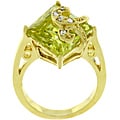18k Gold Over Sterling Silver Green CZ Ring