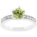Silvertone Promise Green Cubic Zirconia Ring