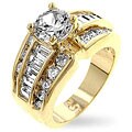 Goldtone Bridal-inspired Cubic Zirconia Ring