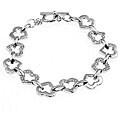 Silvertone Heart Pattern Cubic Zirconia Bracelet