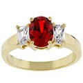 Goldtone Oval-cut Red Cubic Zirconia Ring