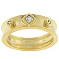 Goldtone Matted Clear Cubic Zirconia Ring