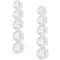 Silvertone Bezel Cubic Zirconia Drop Earrings