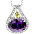 Silvertone Large Purple Cubic Zirconia Necklace