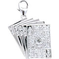 14k White Gold Diamond Playing Cards Charm