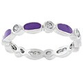 Stackable Silvertone Purple Enamel and CZ Eternity Band