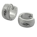 Stainless Steel Tribal Design Hoop Earrings