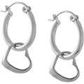Sterling Silver Hoop Earrings with Dangling Hearts