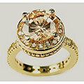 14k Yellow Gold Overlay Orange CZ Solitaire Ring