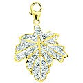 14k Gold 1/10ct TDW Diamond Maple Leaf Charm