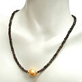 DaVonna 14k Gold Smokey Quartz and FW Gold Pearl Necklace