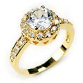 14k Yellow Gold Overlay Solitaire CZ Ring