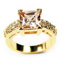 Simon Frank 14k Yellow Gold Overlay Champagne Solitaire Ring