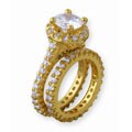 14k Yellow Gold Overlay Diamoness Bridal Ring Set