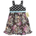 JoJo Girl's Polka Dot and Brown Floral Dress