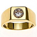 14k Yellow Gold Overlay Men's Super Solitaire Ring