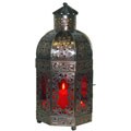Pagoda Lantern with Red Glass (Set of 4)