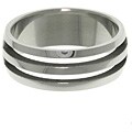 Stainless Steel Two-line Laser-cut Ring
