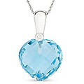 14k Gold .01ct Diamond/ Blue Topaz Pendant (H-I-J, I1-I2)
