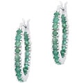 Glitzy Rocks Sterling Silver Inside-out Emerald Hoop Earrings