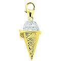 14k Yellow Gold Diamond Ice Cream Cone Charm