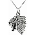 Sterling Silver Indian Chief Head Necklace