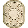 Free inviting info on Area rug Carved Hand-carved Ivory/ Peach Wool Rug (7'3 x 9'3 Oval)