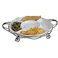 Round Divided Serving Platter on Tie-up Metal Stand