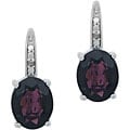 Glitzy Rocks Sterling Silver 6.2 CTW Garnet and Diamond Oval Earrings