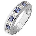 14k Gold Overlay Blue and White Diamoness Ring