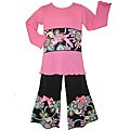 AnnLoren Girl's Trendy Pink/ Black 2-piece Outfit