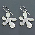 Sterling Silver Mother of Pearl Abstract Flower Earrings (Indonesia)