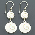 Sterling Silver Dual Chakra Shell Dangle Earrings (Indonesia)