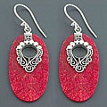 Sterling Silver Red Sea Coral Earrings (Indonesia)