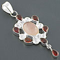 Sterling Silver Rose Quartz and Garnet Pendant (India)