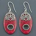 Sterling Silver Red Sea Coral Earrings (Indonesia)
