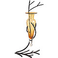 Amber Glass Vase on Twig Metal Stand