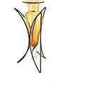 Amber Amphora Vase on Half Moon Metal Stand