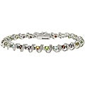 Glitzy Rocks Sterling Silver Multi-gemstone Diamond Bracelet
