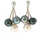 DaVonna Sterling Silver Freshwater Pearl Earrings (10-11 mm)