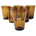 Set of 6 'Amber Angles' Drinking Glasses (Mexico)
