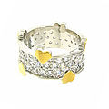 Two-tone Silver Cubic Zirconia Heart Band