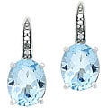 Glitzy Rocks Sterling Silver Blue Topaz and Diamond Accent Leverback Earrings