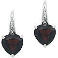 Glitzy Rocks Sterling Silver Garnet and Diamond Heart Earrings