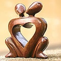 Wooden 'One Heart' Statuette (Indonesia)