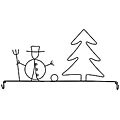 Snowman and Tree Fabric Holder with 22-inch Dowel