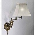 Swing Arm Antique Brass Plug-in Wall Lamp