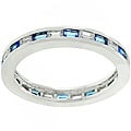 Silvertone Stackable Blue and Clear CZ Ring